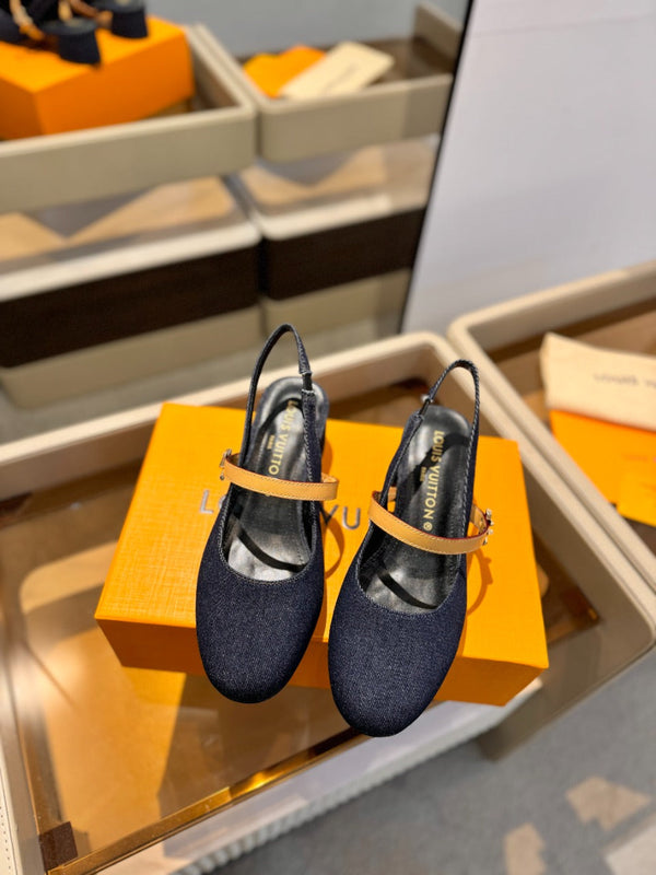 LV Romy Slingback Pumps Blue Denim 893591
