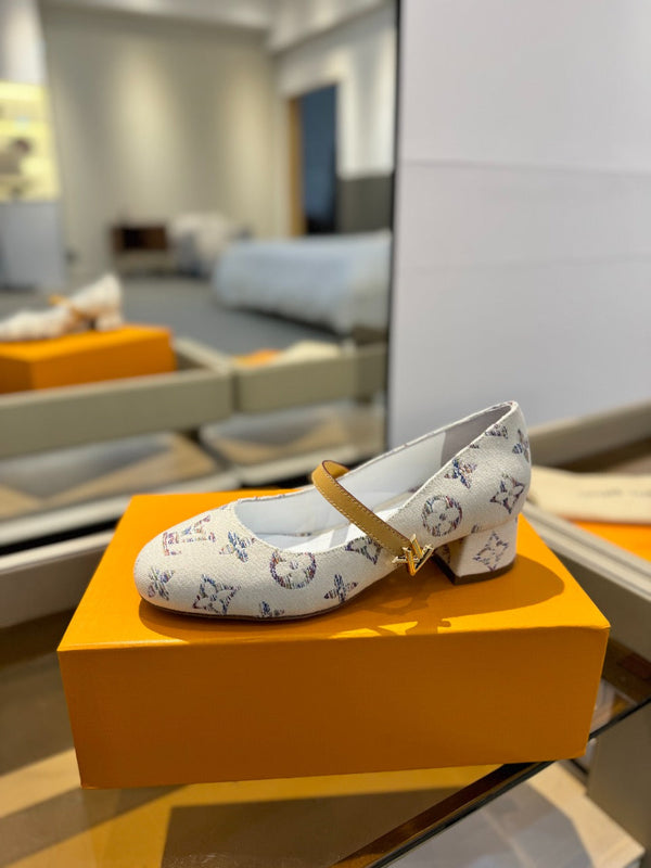 LV Romy Mary Jane Pumps White Multicolore Monogram Canvas 893587