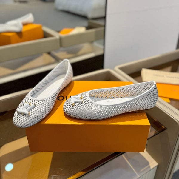 LV Shake Perforated Ballet Flats White Calfskin 893577