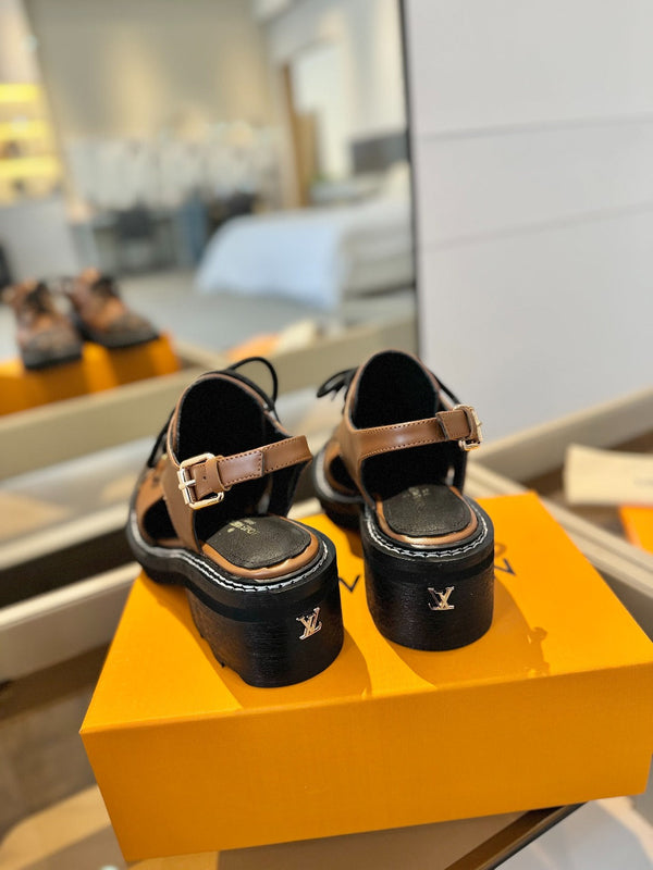LV Platform Sandal Derbies Brown Monogram Calfskin 893570