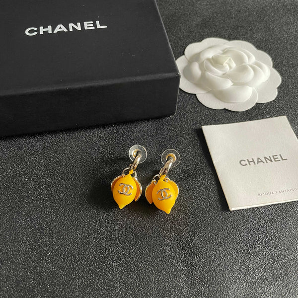 CC Lemon Stud Earrings Yellow Enamel 659651