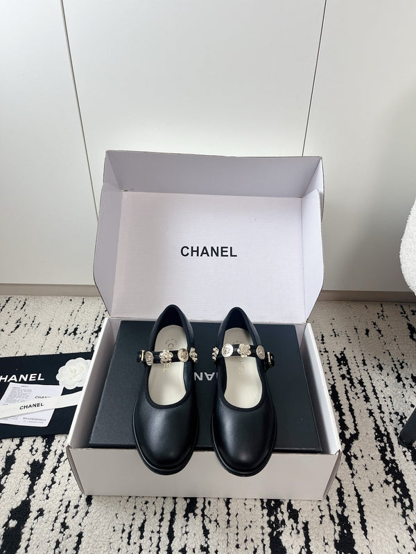 CC 26A Charm Mary Jane Ballet Flats Black Leather 900753