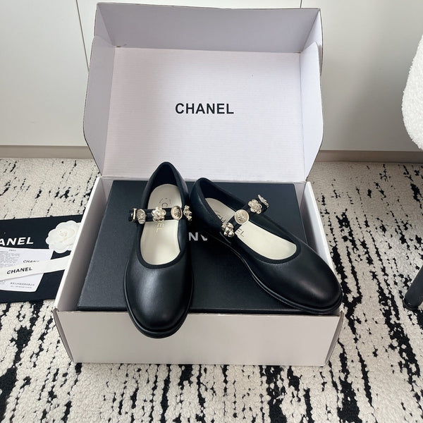 CC 26A Charm Mary Jane Ballet Flats Black Leather 900753