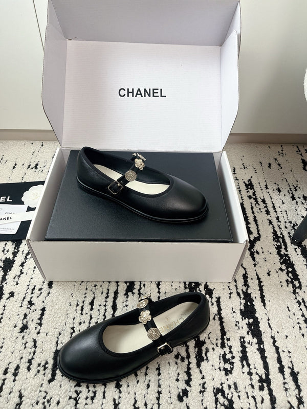 CC 26A Charm Mary Jane Ballet Flats Black Leather 900753