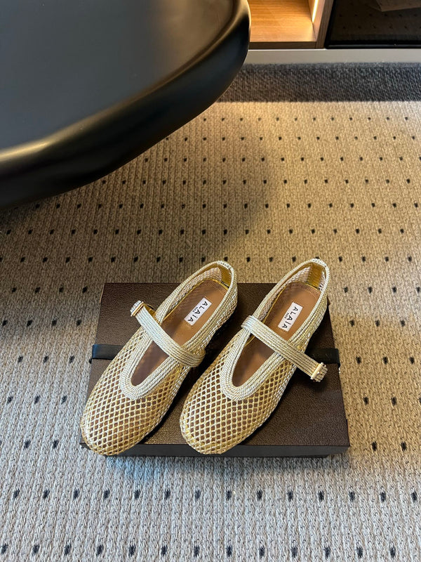 Alaia 26ss Fishnet Ballet Flats Mesh