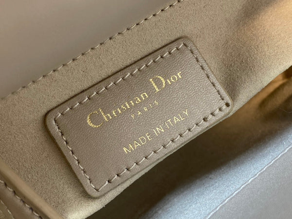 CD Mini Lady Dior Bag 17cm Beige Cowhide Leather Crystal 160004