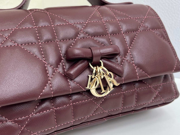 CD My Tender Top Handle Burgundy 21cm Burgundy  Macrocannage Leather 159471