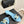CC Flared Heel Mules Blue Lambskin Leather 904661