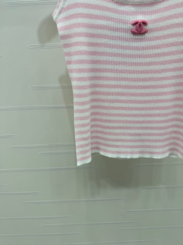 CC Logo Striped Ribbed Tank Top Wool 406478