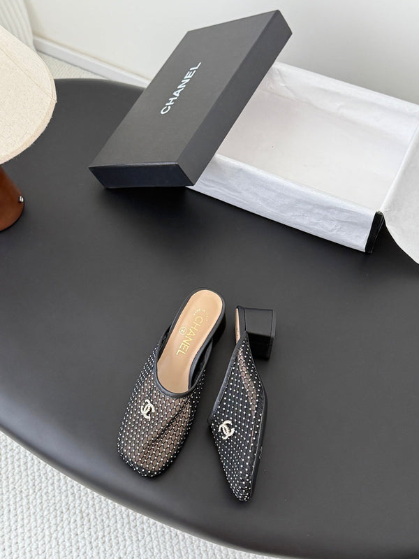 CC Coco Beach 26 CC Logo Mesh Mules Black Mesh 915141