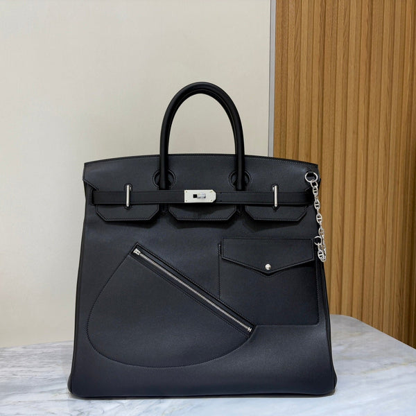HM Rock HAC Birkin 40CM Handbag Black Swift