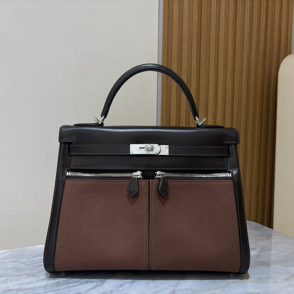 HM Kelly Lakis 32CM Handbag Black Swift Canvas