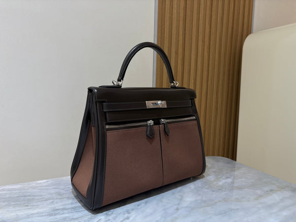 HM Kelly Lakis 32CM Handbag Black Swift Canvas