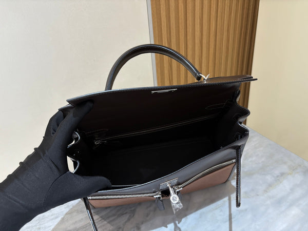 HM Kelly Lakis 32CM Handbag Black Swift Canvas
