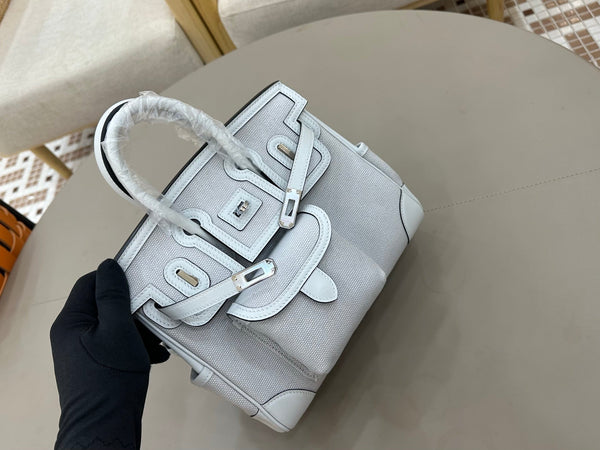 HM Birkin Cargo 25CM Handbag Light Gray Swift Canvas