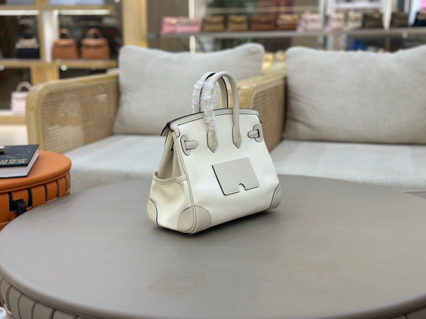 HM Birkin Cargo 25CM Handbag Cream Swift Canvas