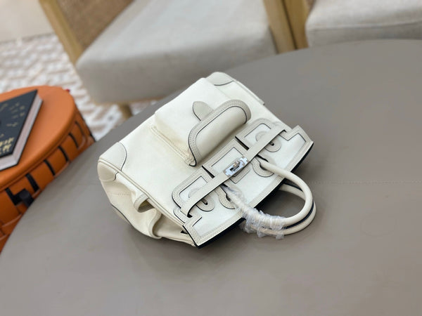 HM Birkin Cargo 25CM Handbag Cream Swift Canvas