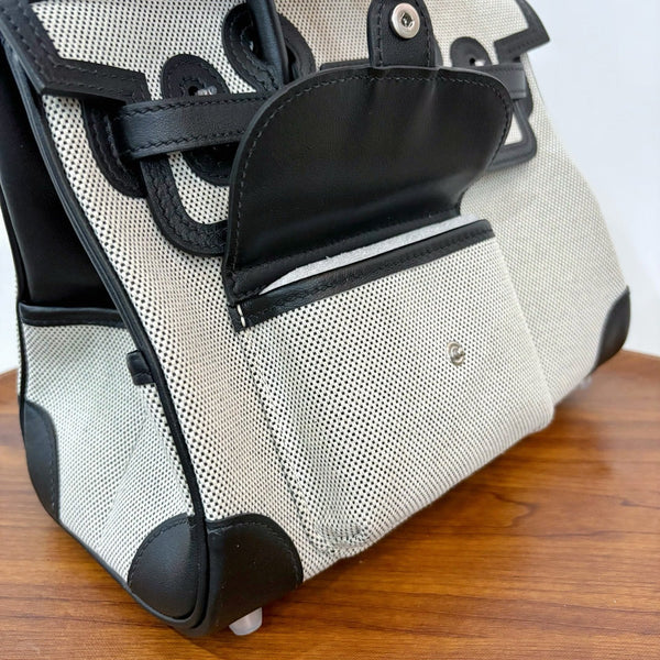 HM Birkin Cargo 25CM Handbag Ivory Black Swift Canvas