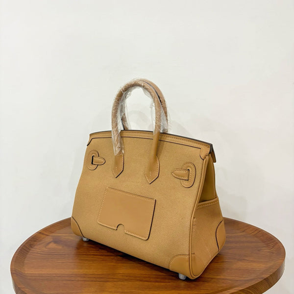 HM Birkin Cargo 25CM Handbag Sand Beige Swift Canvas