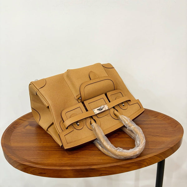 HM Birkin Cargo 25CM Handbag Sand Beige Swift Canvas