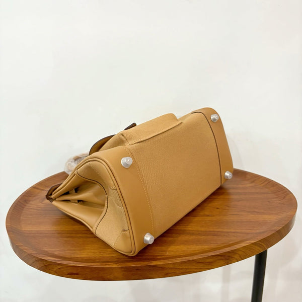 HM Birkin Cargo 25CM Handbag Sand Beige Swift Canvas