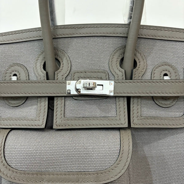 HM Birkin Cargo 25CM Handbag Grey Swift Canvas
