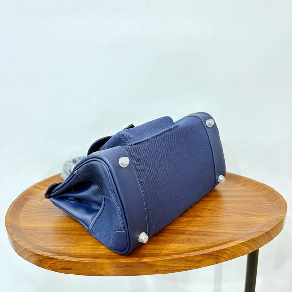 HM Birkin Cargo 25CM Handbag Navy Swift Canvas