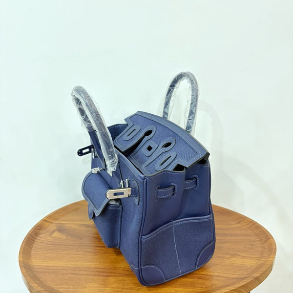 HM Birkin Cargo 25CM Handbag Navy Swift Canvas