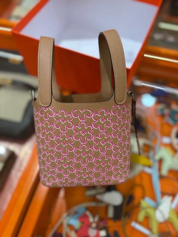 HM Lucky Daisy Micro Picotin Lock 14 Handbag Leather