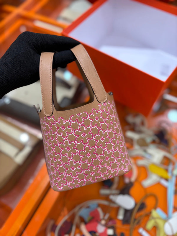 HM Lucky Daisy Micro Picotin Lock 14 Handbag Leather