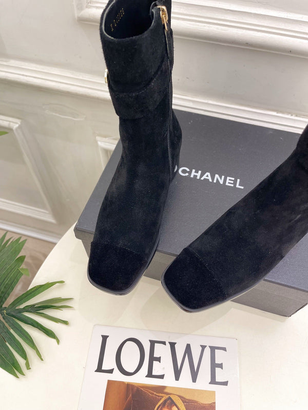CC Double C Ankle Boots 3.5CM Black Suede Leather 946905