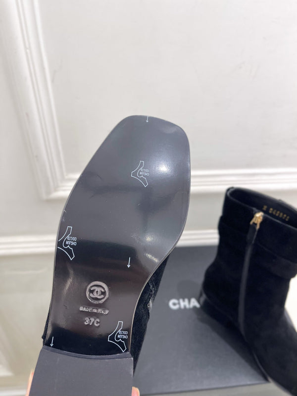 CC Double C Ankle Boots 3.5CM Black Suede Leather 946905