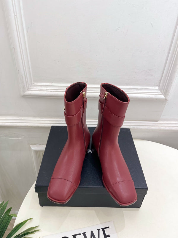 CC Double C Ankle Boots 3.5CM Burgundy Leather 946900