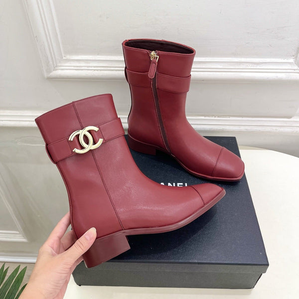 CC Double C Ankle Boots 3.5CM Burgundy Leather 946900