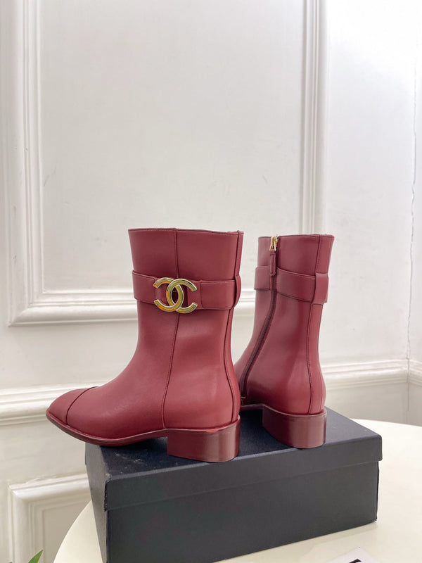 CC Double C Ankle Boots 3.5CM Burgundy Leather 946900