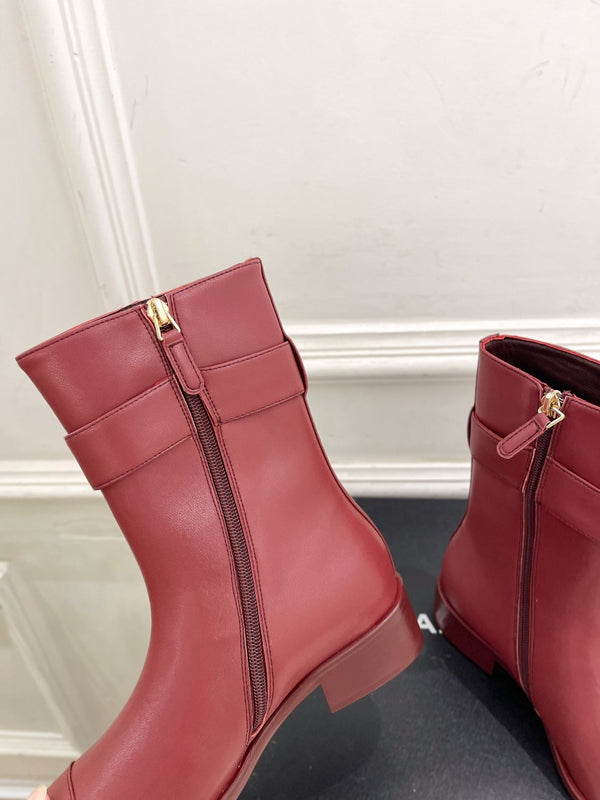 CC Double C Ankle Boots 3.5CM Burgundy Leather 946900