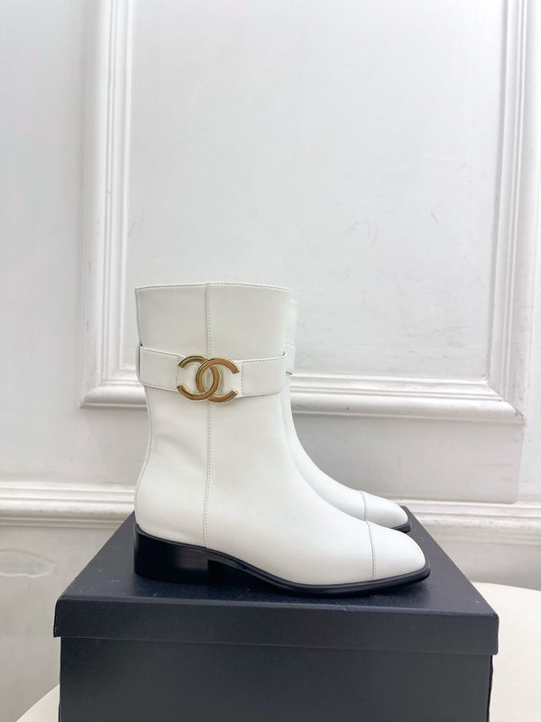 CC Double C Ankle Boots 3.5CM White Leather 946999