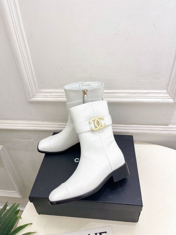CC Double C Ankle Boots 3.5CM White Leather 946999