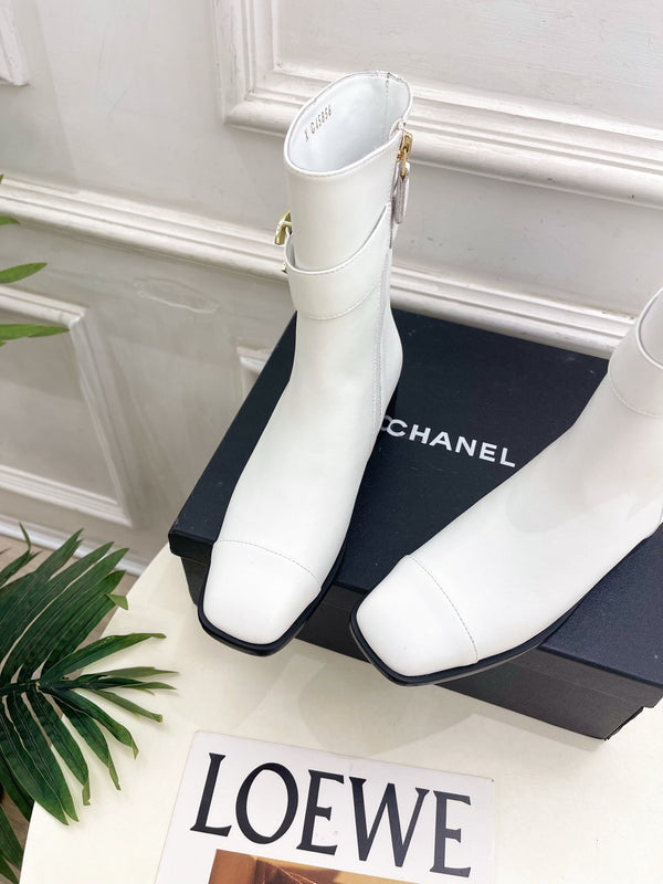 CC Double C Ankle Boots 3.5CM White Leather 946999