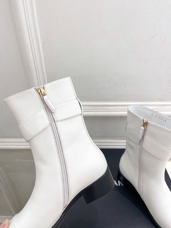CC Double C Ankle Boots 3.5CM White Leather 946999