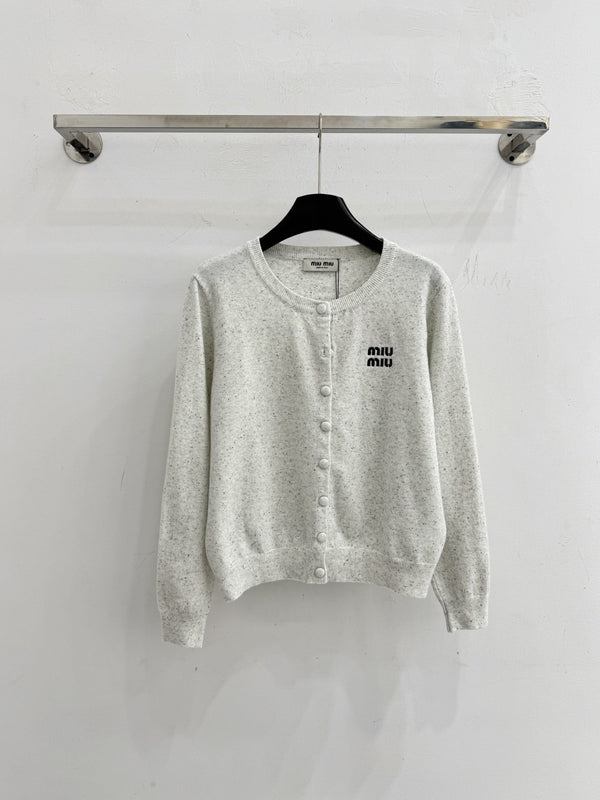 Miu Embroidered Logo Cardigan Wool 801947