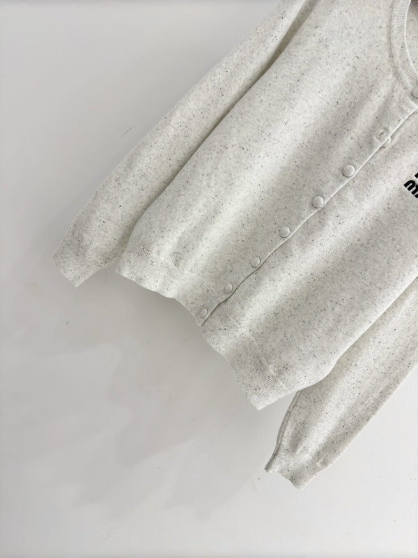Miu Embroidered Logo Cardigan Wool 801947