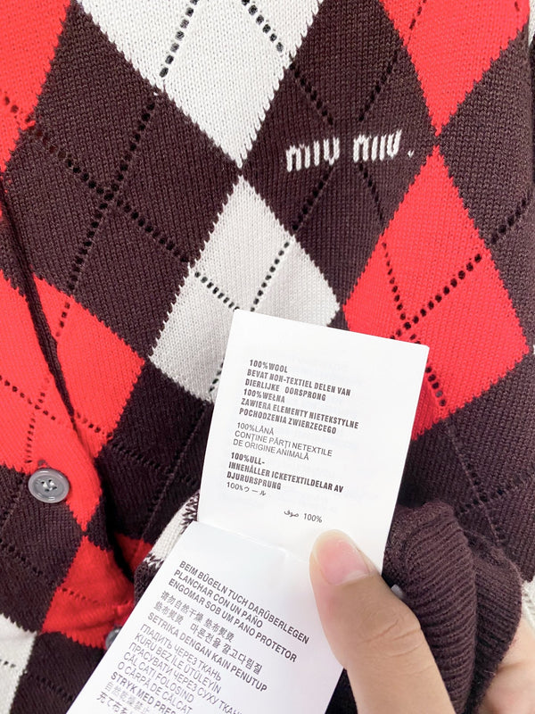 Miu Argyle Polo Sweater Wool 799765
