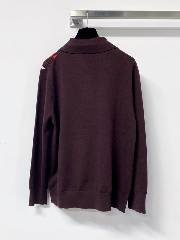 Miu Argyle Polo Sweater Wool 799765