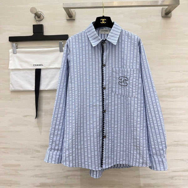 CC Striped Blouse Embroidered Logo 416090