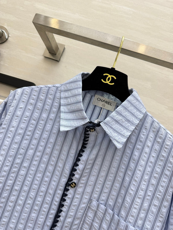 CC Striped Blouse Embroidered Logo 416090