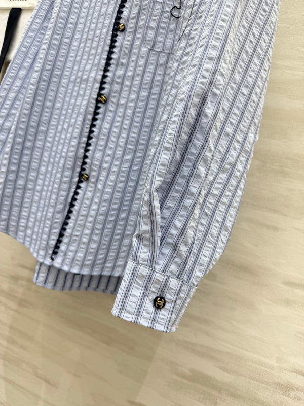 CC Striped Blouse Embroidered Logo 416090