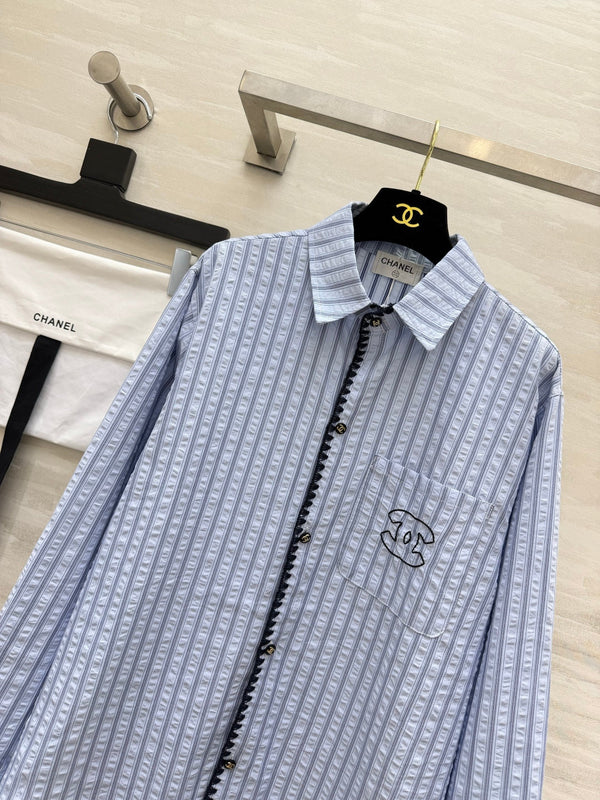 CC Striped Blouse Embroidered Logo 416090