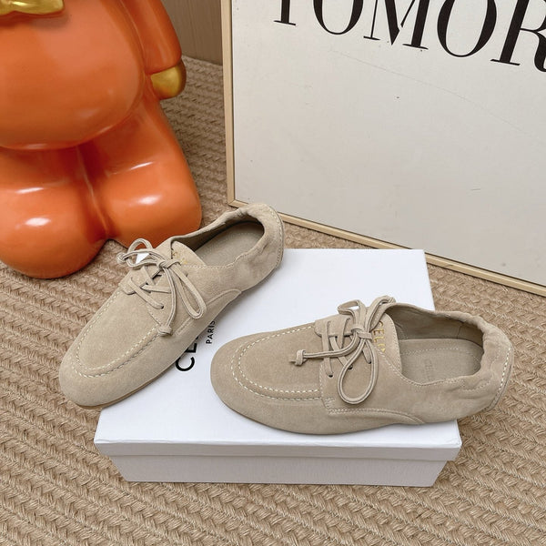 CE Adam Lace-Up Sneakers Beige Suede Calfskin 951085
