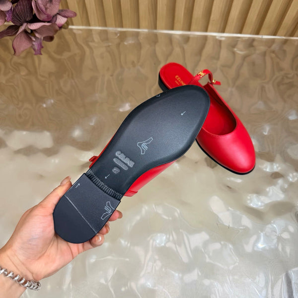CE Macaron Triomphe Button Mules Ultra Red Leather 949379